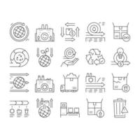 Circular And Linear Economy Model Icons Set Vector