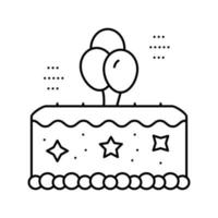 fiesta pastel comida postre línea icono vector ilustración