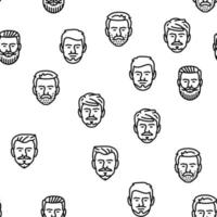 beard hair style face male vector seamless pattern