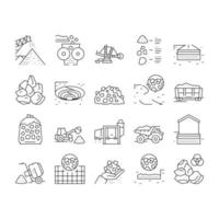 Crushed Stone Mining Collection Icons Set Vector