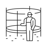 ilustración de vector de icono de línea de instalación de trampolín