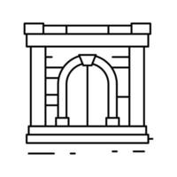 ilustración de vector de icono de línea de puerta antigua