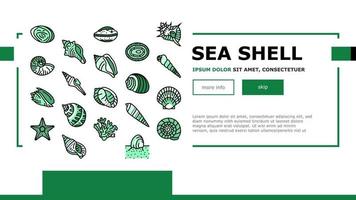 sea shell beach summer ocean landing header vector