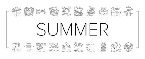 summer season vacation nature icons set vector