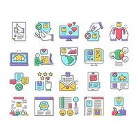 Reviews Of Customer Collection Icons Set Vector