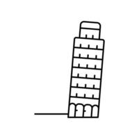 torre inclinada de pisa línea icono vector ilustración