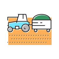 tractor with harvest on field color icon vector illustration