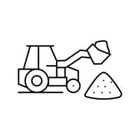 tractor piedra grava máquina de carga línea icono vector ilustración