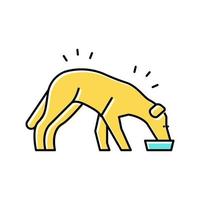 perro comiendo comida color icono vector ilustración