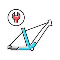 Ilustración de vector de icono de color de reparación de cuadro de bicicleta