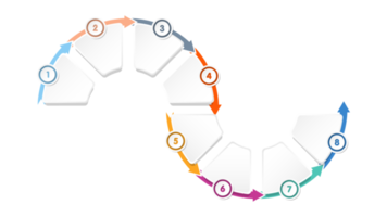 Infografik mit 8 Schritten, Prozess oder Optionen. png