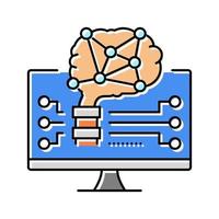 brain robot color icon vector illustration