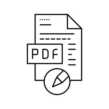 writing and editing pdf file line icon vector illustration