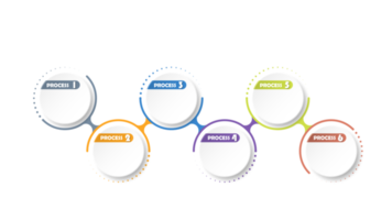 infográfico com 6 etapas, processos ou opções. png