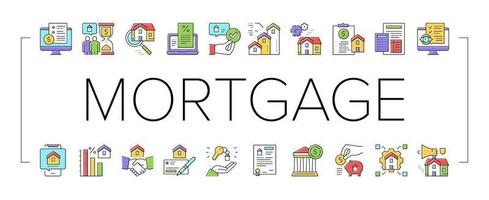 Mortgage Real Estate Collection Icons Set Vector