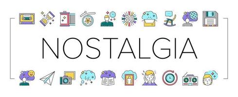 Nostalgia And Memory Collection Icons Set Vector