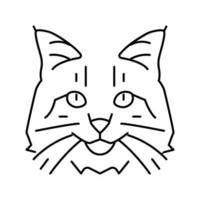 bosque noruego gato lindo mascota línea icono vector ilustración