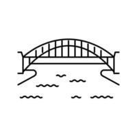 Ilustración de vector de icono de línea de puente de puerto