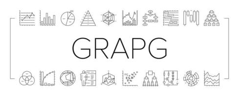 Graph For Analyzing And Research Icons Set Vector