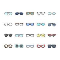 conjunto de iconos de marco de estilo óptico de gafas vector
