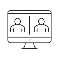 online video calling computer screen line icon vector illustration