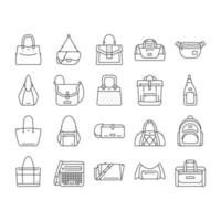 bag handbag woman purse fashion icons set vector