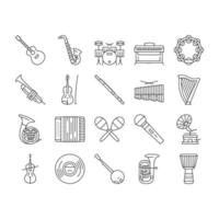 Music Instruments Performance Icons Set Vector