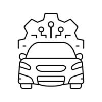 Ilustración de vector de icono de línea de sistema de coche automático