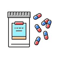 píldoras de medicamentos anestésicos e ilustración de vector de icono de color de contenedor