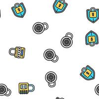 padlock lock safe password key vector seamless pattern