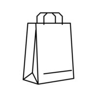 ilustración de vector de icono de línea de bolsa de papel