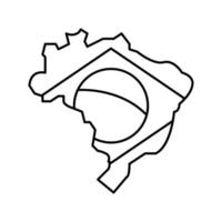 brazil country map flag line icon vector illustration