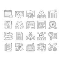 Planning Work Process Collection Icons Set Vector