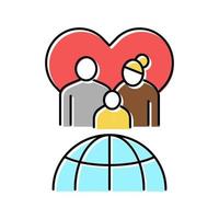 family refugee world aid color icon vector illustration