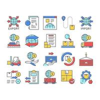 Export Import Logistic Collection Icons Set Vector