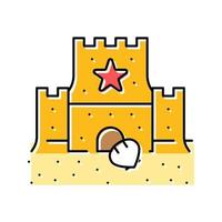 ilustración de vector de icono de color de verano de castillo de arena