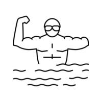 swimming handicapped athlete line icon vector illustration