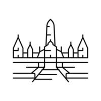 ilustración de vector de icono de línea de edificio histórico de ayutthaya