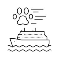 transporte de mascotas en la ilustración de vector de icono de línea de barco
