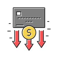 retiro de fondos tarjeta color icono vector ilustración