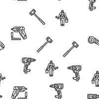 building tool hammer repair drill vector seamless pattern