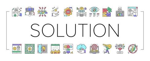 Solution Business Problem Task Icons Set Vector