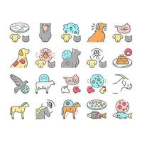 Pet Disease Ill Health Problem Icons Set Vector