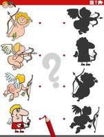 educational shadow game with comic cupids characters vector