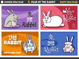 Chinese New Year designs set with rabbit characters vector