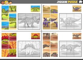 jigsaw puzzle game set with cartoon wild animals vector