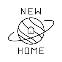 new home in space line icon vector illustration