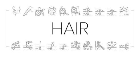 conjunto de iconos de tratamiento de problemas de cabello encarnado vector