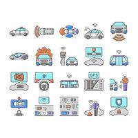 car self vehicle drive smart auto icons set vector