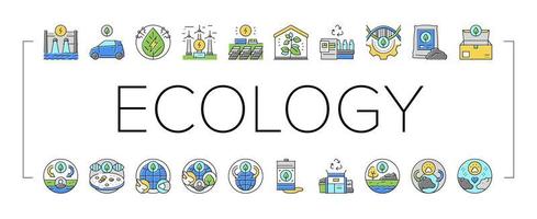 Ecology Protective Technology Icons Set Vector